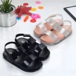 Shimmery twin strap girls summer sandals (2)