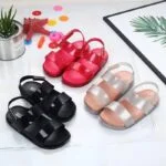 Shimmery twin strap girls summer sandals (3)