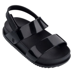 Shimmery twin strap girls summer sandals-black