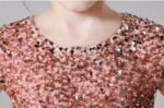 Short sleeve sequin flower girl dress-pink (6)