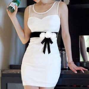 Sleeveless mini white cocktail dress (2)