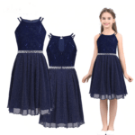 Cute girl party dress - Navy 1