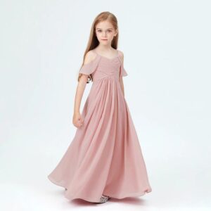 Slip chiffon junior bridesmaid dress-dusty-pink