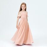 Slip chiffon junior bridesmaid dress-pearl-pink