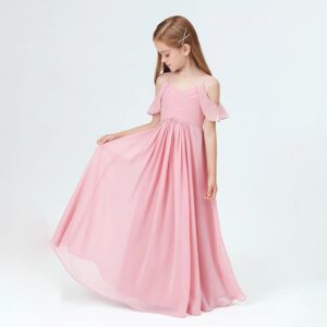 Slip chiffon junior bridesmaid dress-pink (2)