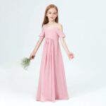 Slip chiffon junior bridesmaid dress-pink (5)