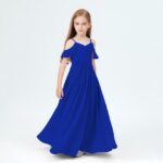 Slip chiffon junior bridesmaid dress-royal-blue
