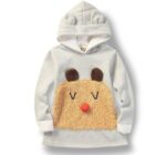 Snuggle Bear Girls Fleece Hoodie and Leggings Set 1 Girls grey fleece hoodie with bear face design and hood ears for a cute and cosy outfit