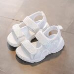 Sparkly open toe girls Velcro sandals-white (1)