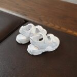 Sparkly open toe girls Velcro sandals-white (3)