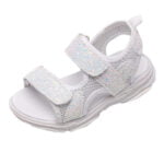 Sparkly open toe girls Velcro sandals-white (5)