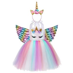 Sparkly rainbow unicorn dress with rainbow wings