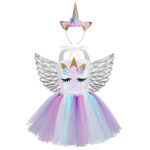 Sparkly rainbow unicorn dress with silver wings