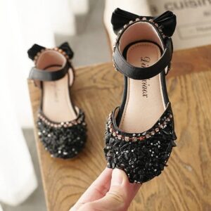 Sparkly rhinestone girls dress shoes-black (1)