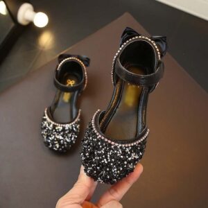 Sparkly rhinestone girls dress shoes-black (1)