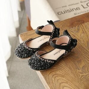 Sparkly rhinestone girls dress shoes-black (2)