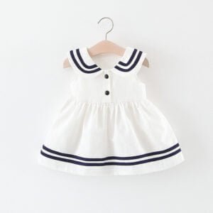 Summer cotton dress for baby girl - White
