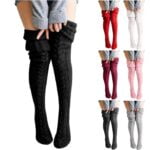 Thick cable knit thigh high socks (14)