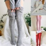 Thick cable knit thigh high socks (2)
