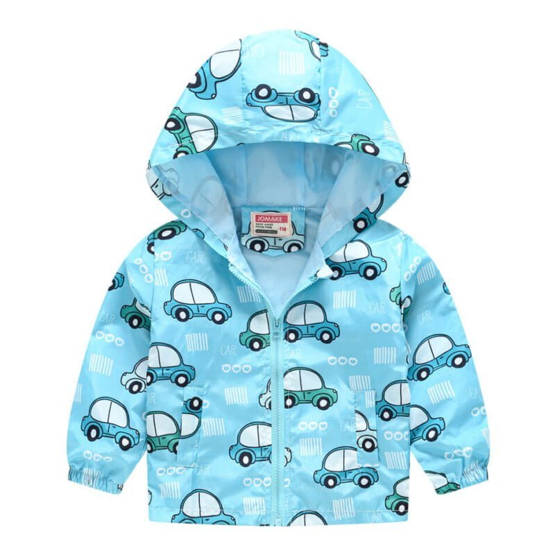Toddler boy car print rain jacket