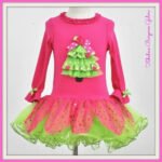 Toddler girl Christmas dress-pink-green (1)