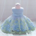 Toddler girl satin tulle dress-blue