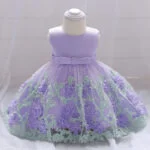 Toddler girl satin tulle dress-purple (1)