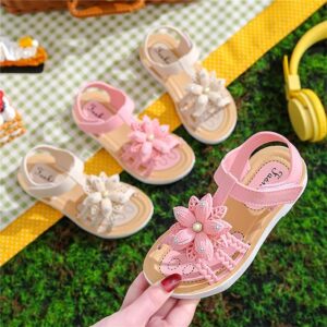Toddler girl strappy sandals with velcro strap (7)