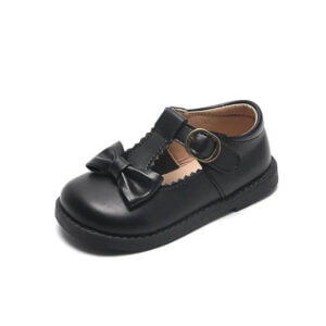 Toddler girl t-strap shoes with velcro strap-black (5)