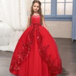 Tulle ball gown flower girl dress-red (1)