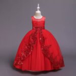 Tulle ball gown flower girl dress-red (4)
