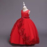 Tulle ball gown flower girl dress-red (5)