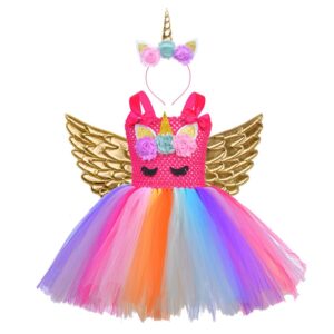 Unicorn girls party dress - Gold