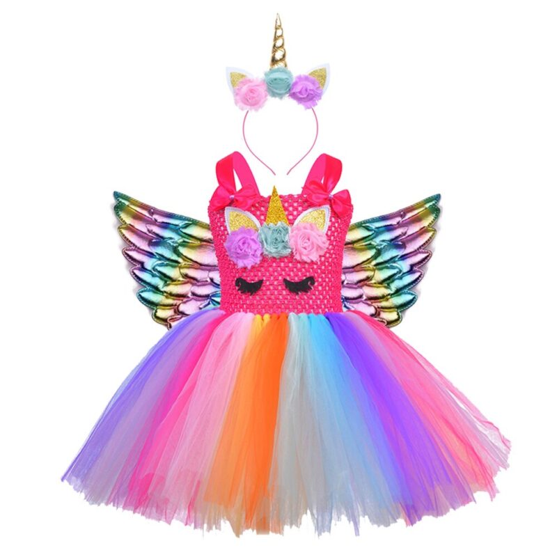 Unicorn girls party dress - Rainbow