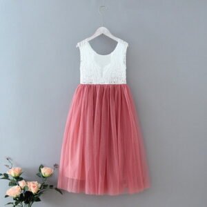 White and dusty pink flower girl dress (1)