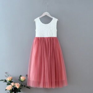 White and dusty pink flower girl dress (2)
