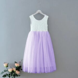 White and lavender flower girl dress