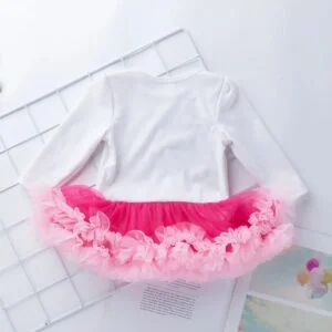 White and pink girls 2nd birthday dress set (2)