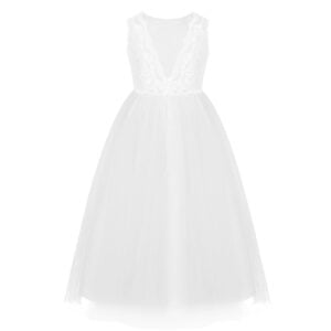 White lace top flower girl dress (2)
