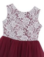 White lace top flower girl dress with burgundy tulle skirt (1)