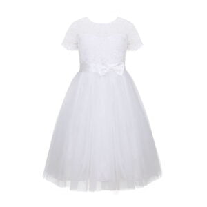 White lace tulle flower girl dress (6)