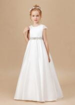 White satin flower girl dress (2)