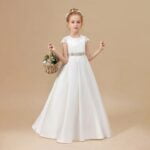 White satin flower girl dress (5)