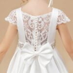 White satin flower girl dress (8)