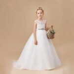 White tulle ball gown flower girl dress (1)