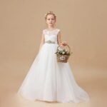 White tulle ball gown flower girl dress (3)