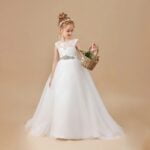 White tulle ball gown flower girl dress (4)