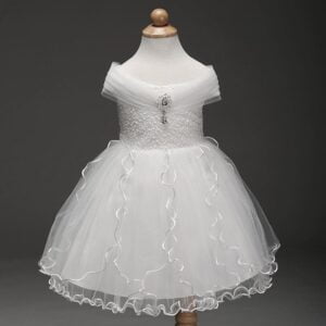 White tulle princess flower girl dress (10)