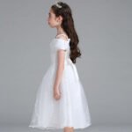 White tulle princess flower girl dress (3)