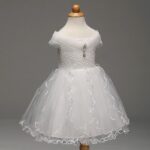White tulle princess flower girl dress (4)